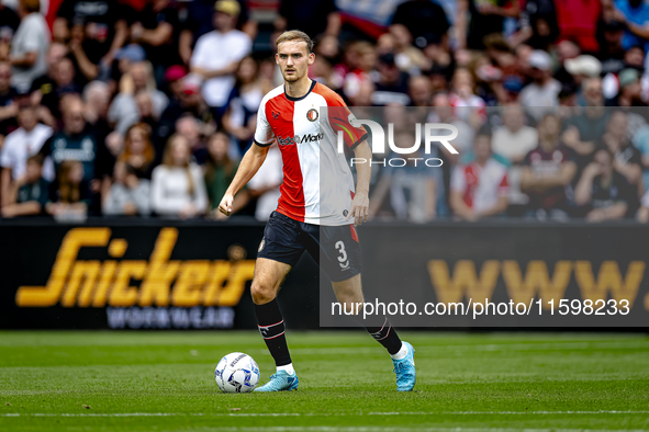 Feyenoord Rotterdam defender Thomas Beelen plays during the match between Feyenoord and NAC at Stadium De Kuip for the Dutch Eredivisie seas...