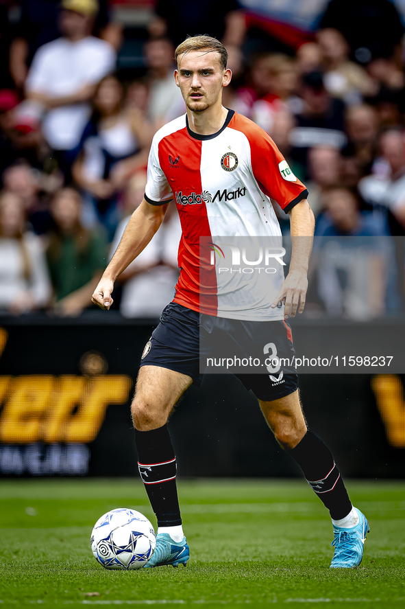 Feyenoord Rotterdam defender Thomas Beelen plays during the match between Feyenoord and NAC at Stadium De Kuip for the Dutch Eredivisie seas...