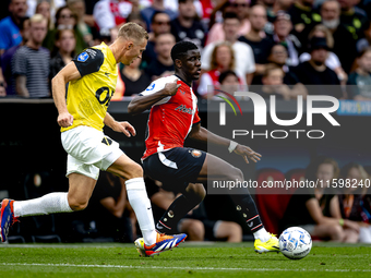 NAC Breda defender Boy Kemper and Feyenoord Rotterdam forward Ibrahim Osman during the match between Feyenoord and NAC at Stadium De Kuip fo...