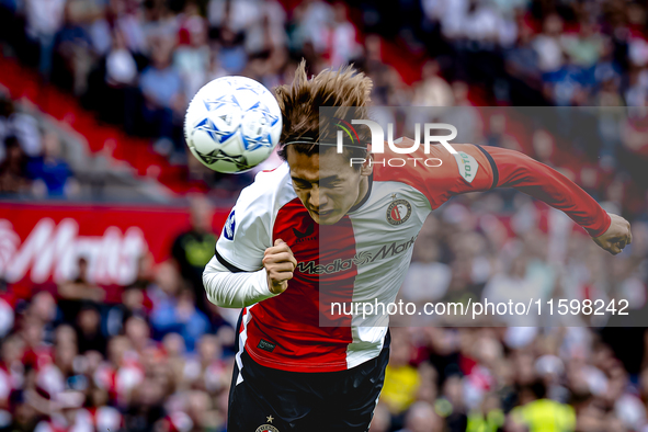 Feyenoord Rotterdam forward Ayase Ueda scores the 1-0 during the match between Feyenoord and NAC at Stadium De Kuip for the Dutch Eredivisie...