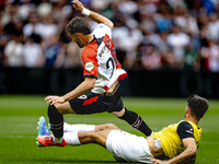 Feyenoord Rotterdam forward Santiago Gimenez and NAC Breda defender Leo Greiml during the match between Feyenoord and NAC at Stadium De Kuip...