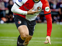 Feyenoord Rotterdam forward Ayase Ueda scores the 1-0 and celebrates the goal during the match between Feyenoord and NAC at Stadium De Kuip...