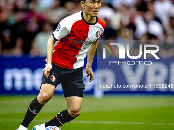 Feyenoord Rotterdam midfielder Inbeom Hwang plays during the match between Feyenoord and NAC at Stadium De Kuip for the Dutch Eredivisie sea...