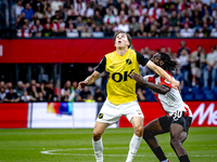 NAC Breda forward Leo Sauer and Feyenoord Rotterdam defender Jordan Lotomba during the match Feyenoord vs. NAC at Stadium De Kuip for the Du...