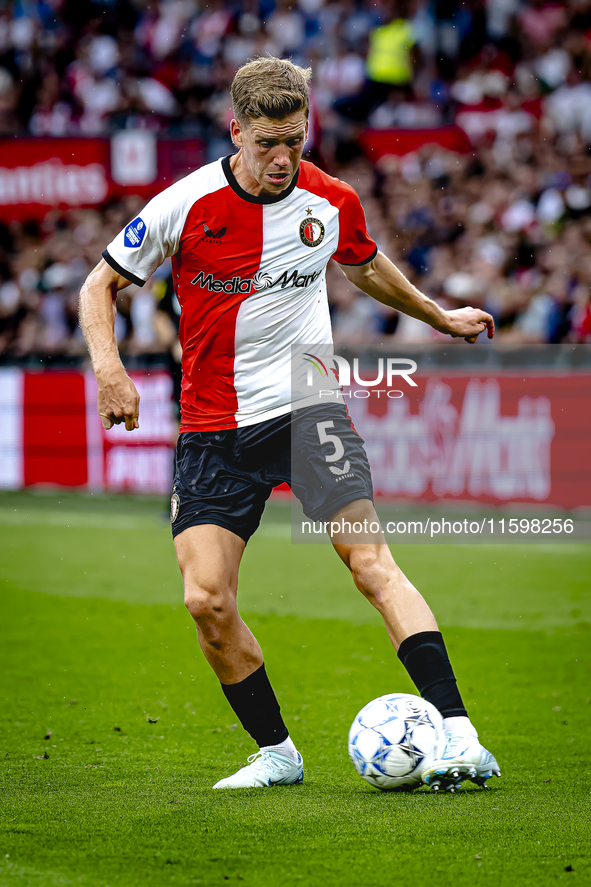 Feyenoord Rotterdam defender Gijs Smal during the match between Feyenoord and NAC at Stadium De Kuip for the Dutch Eredivisie season 2024-20...