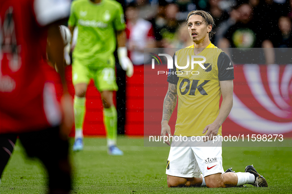 NAC Breda player Elias Mar Omarsson plays during the match between Feyenoord and NAC at Stadium De Kuip for the Dutch Eredivisie season 2024...