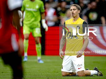 NAC Breda player Elias Mar Omarsson plays during the match between Feyenoord and NAC at Stadium De Kuip for the Dutch Eredivisie season 2024...