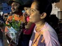 Supporters of Sri Lanka's new president, Anurakumara Dissanayake, celebrate his victory outside the election commission in Colombo, Sri Lank...