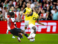 Feyenoord Rotterdam defender Jordan Lotomba and NAC Breda forward Sana Fernandes during the match Feyenoord vs. NAC at Stadium De Kuip for t...