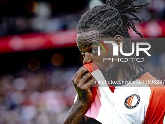 Feyenoord Rotterdam defender Jordan Lotomba during the match Feyenoord vs. NAC at Stadium De Kuip for the Dutch Eredivisie season 2024-2025...