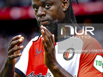 Feyenoord Rotterdam defender Jordan Lotomba during the match Feyenoord vs. NAC at Stadium De Kuip for the Dutch Eredivisie season 2024-2025...