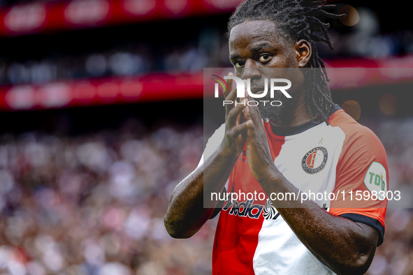 Feyenoord Rotterdam defender Jordan Lotomba during the match Feyenoord vs. NAC at Stadium De Kuip for the Dutch Eredivisie season 2024-2025...