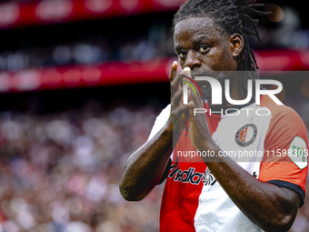 Feyenoord Rotterdam defender Jordan Lotomba during the match Feyenoord vs. NAC at Stadium De Kuip for the Dutch Eredivisie season 2024-2025...