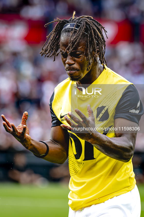 NAC Breda forward Sana Fernandes during the match between Feyenoord and NAC at Stadium De Kuip for the Dutch Eredivisie season 2024-2025 in...