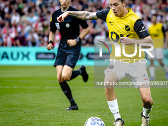 NAC Breda player Elias Mar Omarsson plays during the match between Feyenoord and NAC at Stadium De Kuip for the Dutch Eredivisie season 2024...