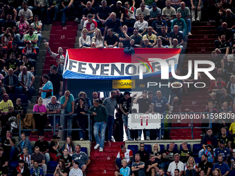 Supporters of Feyenoord Rotterdam during the match Feyenoord vs. NAC at the Stadium De Kuip for the Dutch Eredivisie season 2024-2025 in Rot...