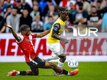 Feyenoord Rotterdam midfielder Antoni Milambo and NAC Breda forward Sana Fernandes during the match between Feyenoord and NAC at Stadium De...