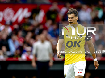 NAC Breda forward Kacper Kostorz during the match between Feyenoord and NAC at Stadium De Kuip for the Dutch Eredivisie season 2024-2025 in...