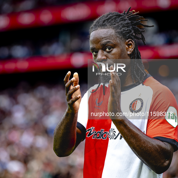 Feyenoord Rotterdam defender Jordan Lotomba during the match Feyenoord vs. NAC at Stadium De Kuip for the Dutch Eredivisie season 2024-2025...