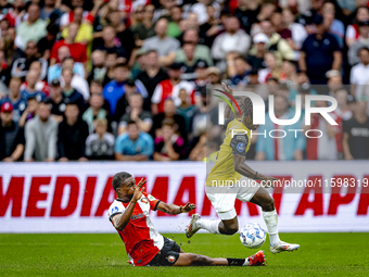 Feyenoord Rotterdam midfielder Antoni Milambo and NAC Breda forward Sana Fernandes during the match between Feyenoord and NAC at Stadium De...