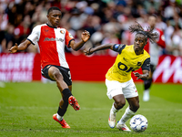 Feyenoord Rotterdam midfielder Antoni Milambo and NAC Breda forward Sana Fernandes during the match between Feyenoord and NAC at Stadium De...