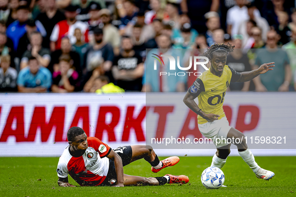 Feyenoord Rotterdam midfielder Antoni Milambo and NAC Breda forward Sana Fernandes during the match between Feyenoord and NAC at Stadium De...