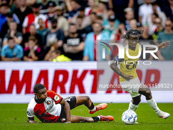 Feyenoord Rotterdam midfielder Antoni Milambo and NAC Breda forward Sana Fernandes during the match between Feyenoord and NAC at Stadium De...