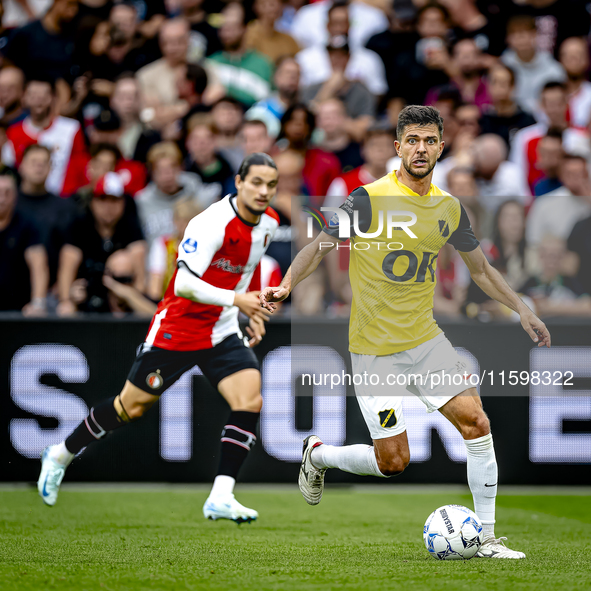 NAC Breda defender Fredrik Oldrup Jensen plays during the match between Feyenoord and NAC at Stadium De Kuip for the Dutch Eredivisie season...