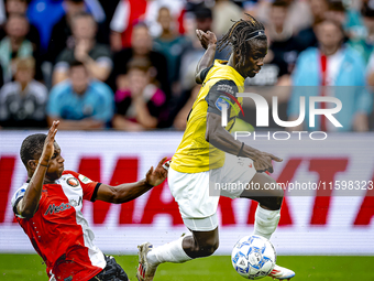 Feyenoord Rotterdam midfielder Antoni Milambo and NAC Breda forward Sana Fernandes during the match between Feyenoord and NAC at Stadium De...