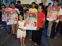 Supporters of Sri Lanka's new president, Anurakumara Dissanayake, celebrate his victory outside the election commission in Colombo, Sri Lank...