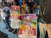 Supporters of Sri Lanka's new president, Anurakumara Dissanayake, celebrate his victory outside the election commission in Colombo, Sri Lank...