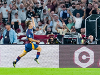 Tommaso Baldanzi of AS Roma celebrates after scoring third goal during the Serie A Enilive match between AS Roma and Udinese Calcio at Stadi...