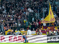 Tommaso Baldanzi of AS Roma celebrates after scoring third goal during the Serie A Enilive match between AS Roma and Udinese Calcio at Stadi...