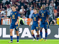 Tommaso Baldanzi of AS Roma celebrates after scoring third goal during the Serie A Enilive match between AS Roma and Udinese Calcio at Stadi...