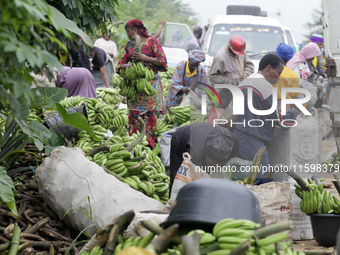 Business activities boom at the banana section of Akinola Market in Ipetu, along Ife-Ibadan Expressway in Osun State, Nigeria, on September...