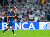 Paulo Dybala of AS Roma greets AS Roma fans leaving the pitch during the Serie A Enilive match between AS Roma and Udinese Calcio at Stadio...