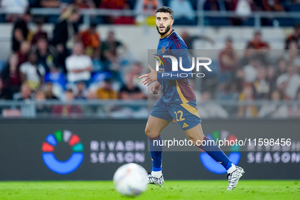 Mario Hermoso of AS Roma during the Serie A Enilive match between AS Roma and Udinese Calcio at Stadio Olimpico on September 22, 2024 in Rom...