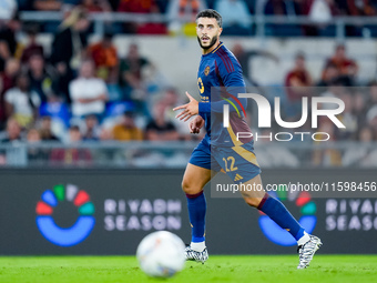 Mario Hermoso of AS Roma during the Serie A Enilive match between AS Roma and Udinese Calcio at Stadio Olimpico on September 22, 2024 in Rom...