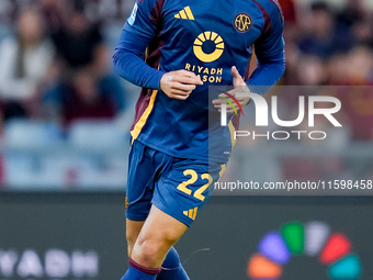 Mario Hermoso of AS Roma during the Serie A Enilive match between AS Roma and Udinese Calcio at Stadio Olimpico on September 22, 2024 in Rom...