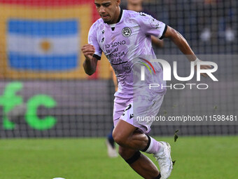 Brenner of Udinese Calcio is in action during the 5th day of the Serie A Championship between A.S. Roma and Udinese Calcio at the Olympic St...