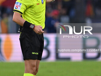 Referee Ermanno Feliciani officiates the 5th day of the Serie A Championship between A.S. Roma and Udinese Calcio at the Olympic Stadium in...