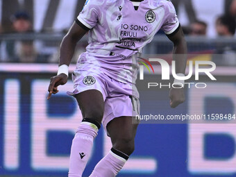 Hassane Kamara of Udinese Calcio is in action during the 5th day of the Serie A Championship between A.S. Roma and Udinese Calcio at the Oly...