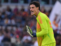 Mile Svilar of A.S. Roma is in action during the 5th day of the Serie A Championship between A.S. Roma and Udinese Calcio at the Olympic Sta...