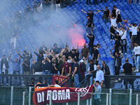 Supporters of A.S. Roma take action during the 5th day of the Serie A Championship between A.S. Roma and Udinese Calcio at the Olympic Stadi...