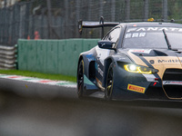 Augusto Farfus, Dan Harper, and Max Hesse of Team Rowe Racing drive a BMW M4 GT3 during the qualifying of the Fanatec GT World Challenge in...