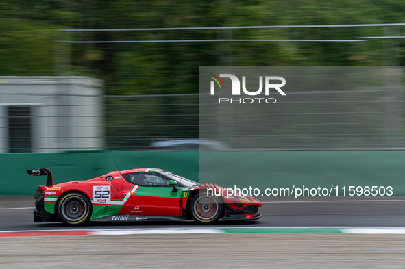 Louis Machiels, Jef Machiels, and Andrea Bertolini of team AF Corse drive a Ferrari 296 GT3 during qualifying of the Fanatec GT World Challe...