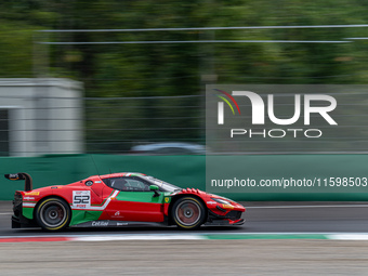 Louis Machiels, Jef Machiels, and Andrea Bertolini of team AF Corse drive a Ferrari 296 GT3 during qualifying of the Fanatec GT World Challe...