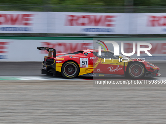 Alessio Rovera, Davide Rigon, and Alessandro Pier Guidi of team AF Corse - Francorchamps Motors drive a Ferrari 296 GT3 during qualifying of...