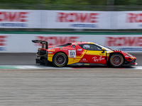 Alessio Rovera, Davide Rigon, and Alessandro Pier Guidi of team AF Corse - Francorchamps Motors drive a Ferrari 296 GT3 during qualifying of...