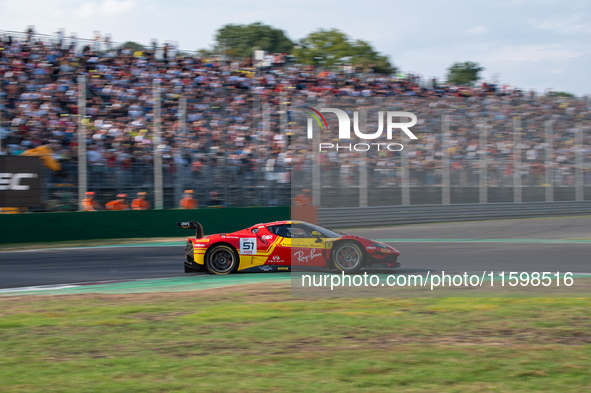 Alessio Rovera, Vincent Abril, and Alessandro Pier Guidi of team AF Corse - Francorchamps Motors drive a Ferrari 296 GT3 during a race of th...